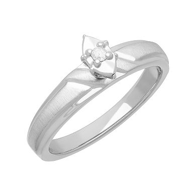 Sterling Silver Diamond Accent Marquise Shape Engagement Ring