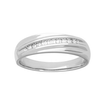 Men's Sterling Silver 1/10 Carat T.W. Diamond Wedding Band