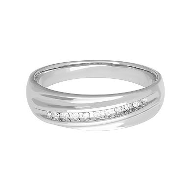 Men's Sterling Silver 1/10 Carat T.W. Diamond Wedding Band