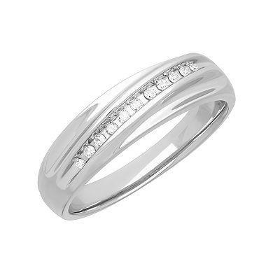 Men's Sterling Silver 1/10 Carat T.W. Diamond Wedding Band