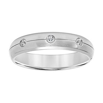 Men's Titanium Comfort 1/10 Carat T.W. Diamond Three-Stone Band Ring