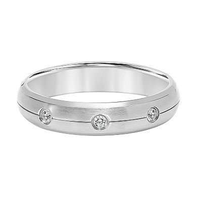 Men's Titanium Comfort 1/10 Carat T.W. Diamond Three-Stone Band Ring