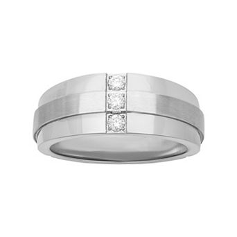 Men's Stainless Steel 1/6 Carat T.W. Diamond Band Ring
