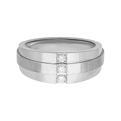 Men's Stainless Steel 1/6 Carat T.W. Diamond Band Ring