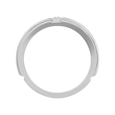 Men's Stainless Steel 1/6 Carat T.W. Diamond Band Ring