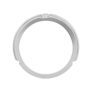 Men's Stainless Steel 1/6 Carat T.W. Diamond Band Ring