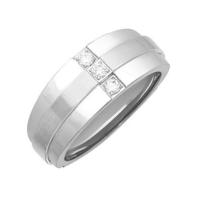 Men's Stainless Steel 1/6 Carat T.W. Diamond Band Ring