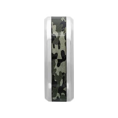Men's Stainless Steel Camouflage Inlay Comfort Fit Band Ring
