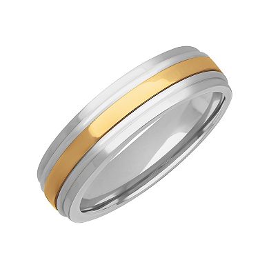 Men's Stainless Steel & 10k Gold Comfort Fit Band Ring