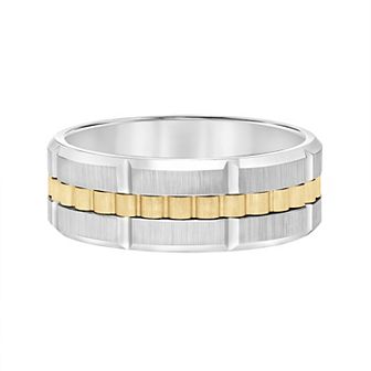 Men's Two-Tone Tungsten Textured Comfort Fit Band Ring