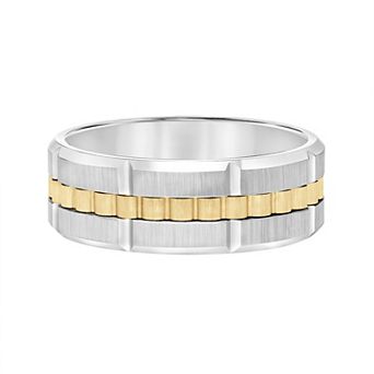 Men's Two-Tone Tungsten Textured Comfort Fit Band Ring