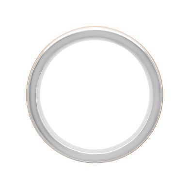 Men's White & Rose Stainless Steel Milgrain Band Ring