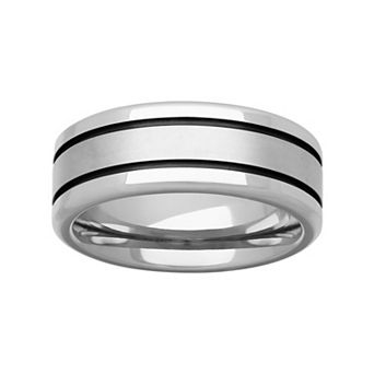 Men's Stainless Steel & Brown PVD Stripes Band Ring