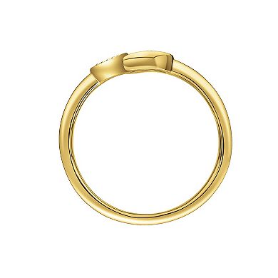 18k Gold Over Silver Diamond Accent Moon Open Band Ring
