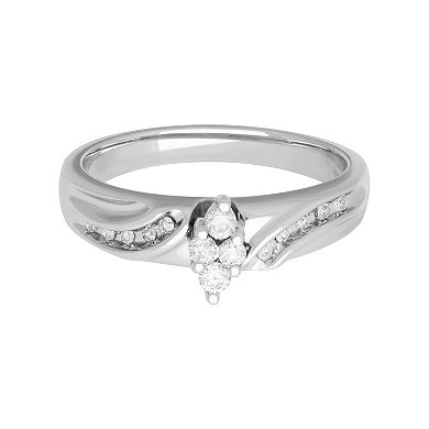 Sterling Silver 1/5 Carat T.W. Diamond Marquise Shape Engagement Ring