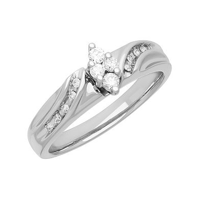 Sterling Silver 1/5 Carat T.W. Diamond Marquise Shape Engagement Ring