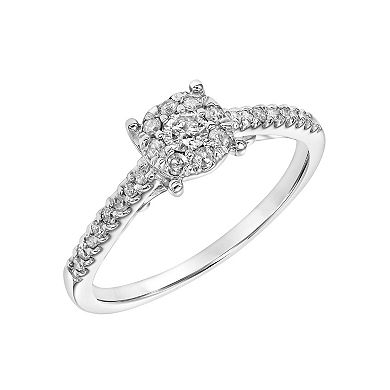 Sterling Silver 1/3 Carat T.W. Diamond Engagement Ring