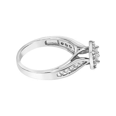 10k White Gold 1/2 Carat T.W. Diamond Square Halo Engagement Ring