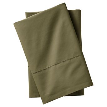 Lands' End 300 Thread Count Cotton Percale 2 pc Pillowcase Set