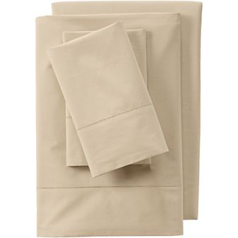 Lands' End Extra Long Twin Size 300 Thread Count Cotton Percale Bed Sheet Set