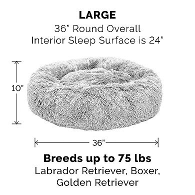 Furhaven Round Calming Faux Fur Donut Dog Bed