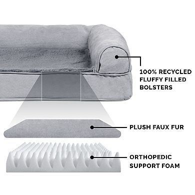 Furhaven Orthopedic Plush Suede Sofa Dog Bed