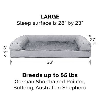 Furhaven Orthopedic Plush Suede Sofa Dog Bed
