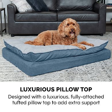 Furhaven Minky Faux Fur & Suede Pillow Top Mattress Orthopedic Dog Bed