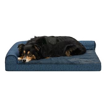Furhaven Plush Almond Print L-Shaped Chaise Orthopedic Dog Bed