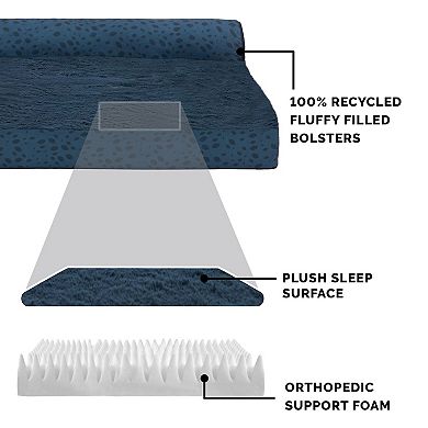 Furhaven Plush Almond Print L-Shaped Chaise Orthopedic Dog Bed