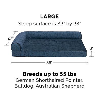 Furhaven Plush Almond Print L-Shaped Chaise Orthopedic Dog Bed