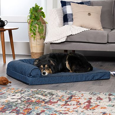 Furhaven Plush Almond Print L-Shaped Chaise Orthopedic Dog Bed