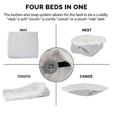 Furhaven Self-Warming Faux Fur & Suede Convertible Cuddler Cat Bed