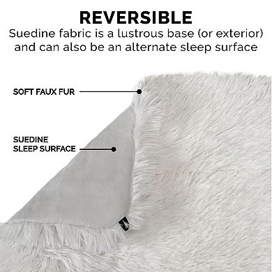 Furhaven Self-Warming Faux Fur & Suede Convertible Cuddler Cat Bed