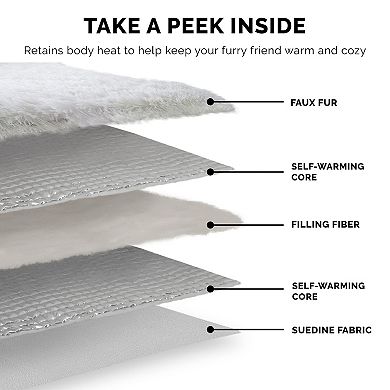 Furhaven Self-Warming Faux Fur & Suede Convertible Cuddler Cat Bed
