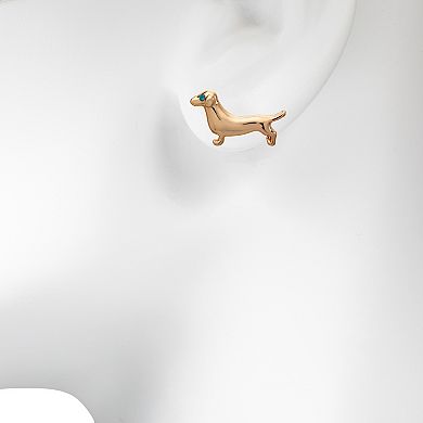 LC Lauren Conrad Gold Tone Dachshund Nickel Free Stud Earrings