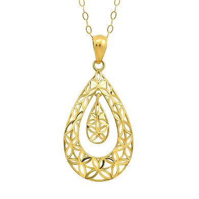 Taylor Grace 10K Gold Diamond-Cut Teardrop Pendant Necklace