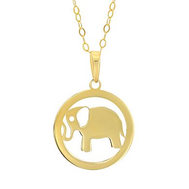 Taylor Grace 10K Gold Elephant Disc Pendant Necklace