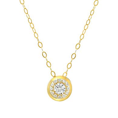 Taylor Grace 10K Gold Cubic Zirconia Round Bezel Necklace