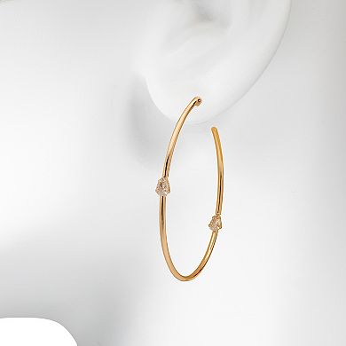 LC Lauren Conrad Gold Tone Thin Studded Hoop Earrings