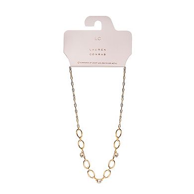 LC Lauren Conrad Gold Tone Open Link Chain Stone Necklace