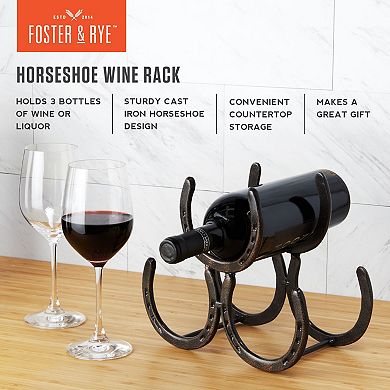 Horseshoe 3 Bottle Metal Wine Rack By Foster & Rye
