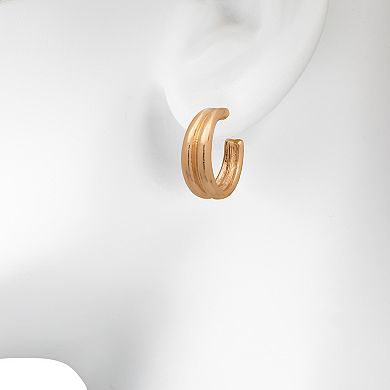 LC Lauren Conrad Gold Tone Double Row Small Hoop Earrings
