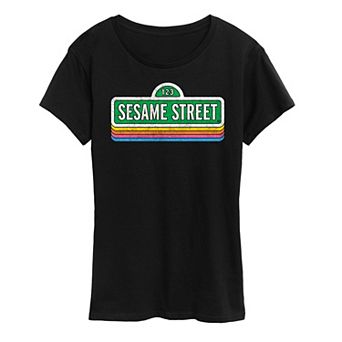Women's Sesame Street Logo Repeated Graphic Tee