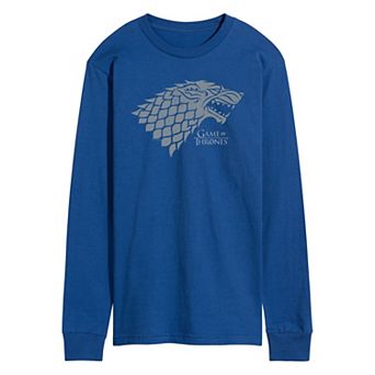 Men's Game Of Thrones Stark Wolf Head Long Sleeve Graphic Tee