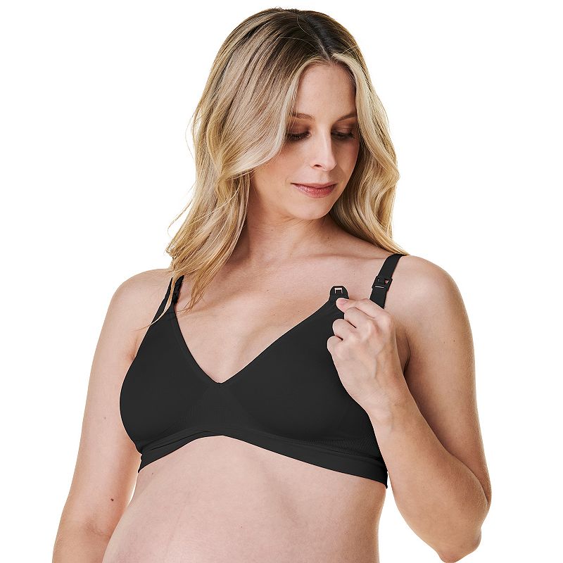 Women's Bravado Designs V-Neck Maternity & Nursing Bra 11046BA, Size: Small, Black