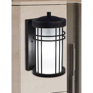 13.75" Black and Clear Contemporary Cylindrical Outdoor Wall Light