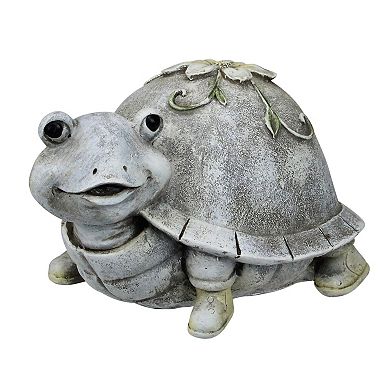 5.5" Gray and White Outdoor Turtle in Rain Boots Garden Statue