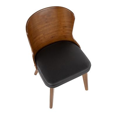 31" Black Faux Leather Seat and Walnut Chair
