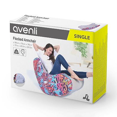 37" Graffiti Design Flocked Inflatable Lounge Chair